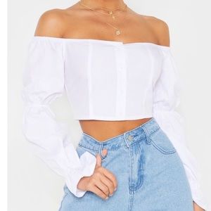 White elegant crop top
